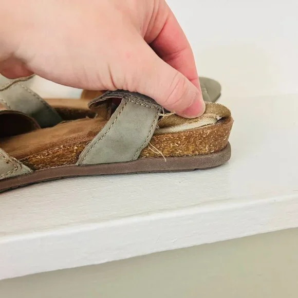 Earth Origins Sandals Womens Size 8.5 Leather Palomos Peyton Sage Green Shoe - Picture 6 of 11